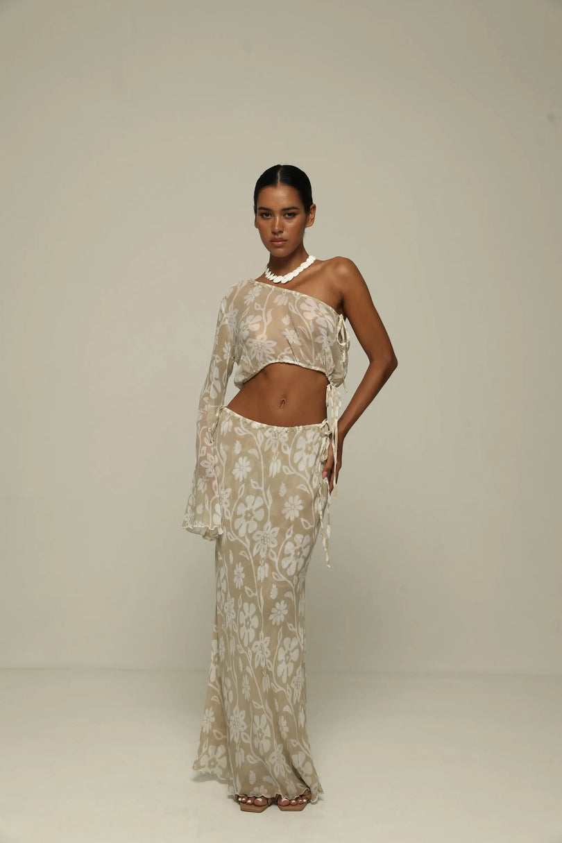 Asymmetric One Sleeve Top Sabbia ranacoatelier