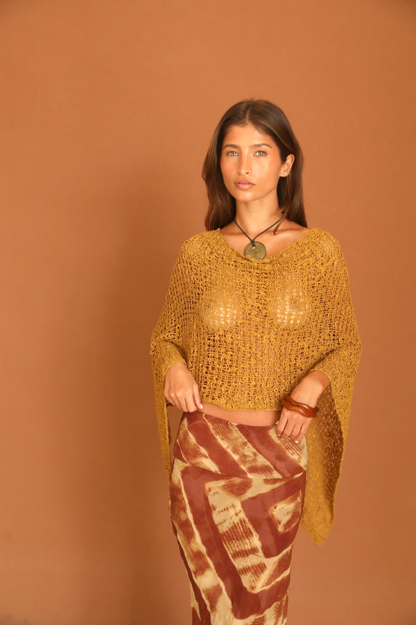Ghana Camel Knit Poncho