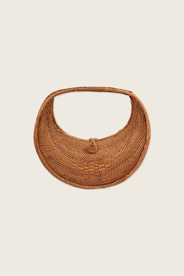 Handwoven Crescent Rattan Bag