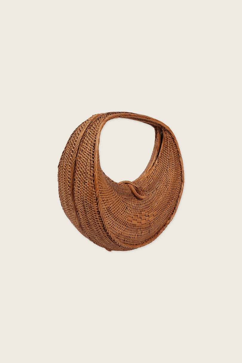 Handwoven Crescent Rattan Bag