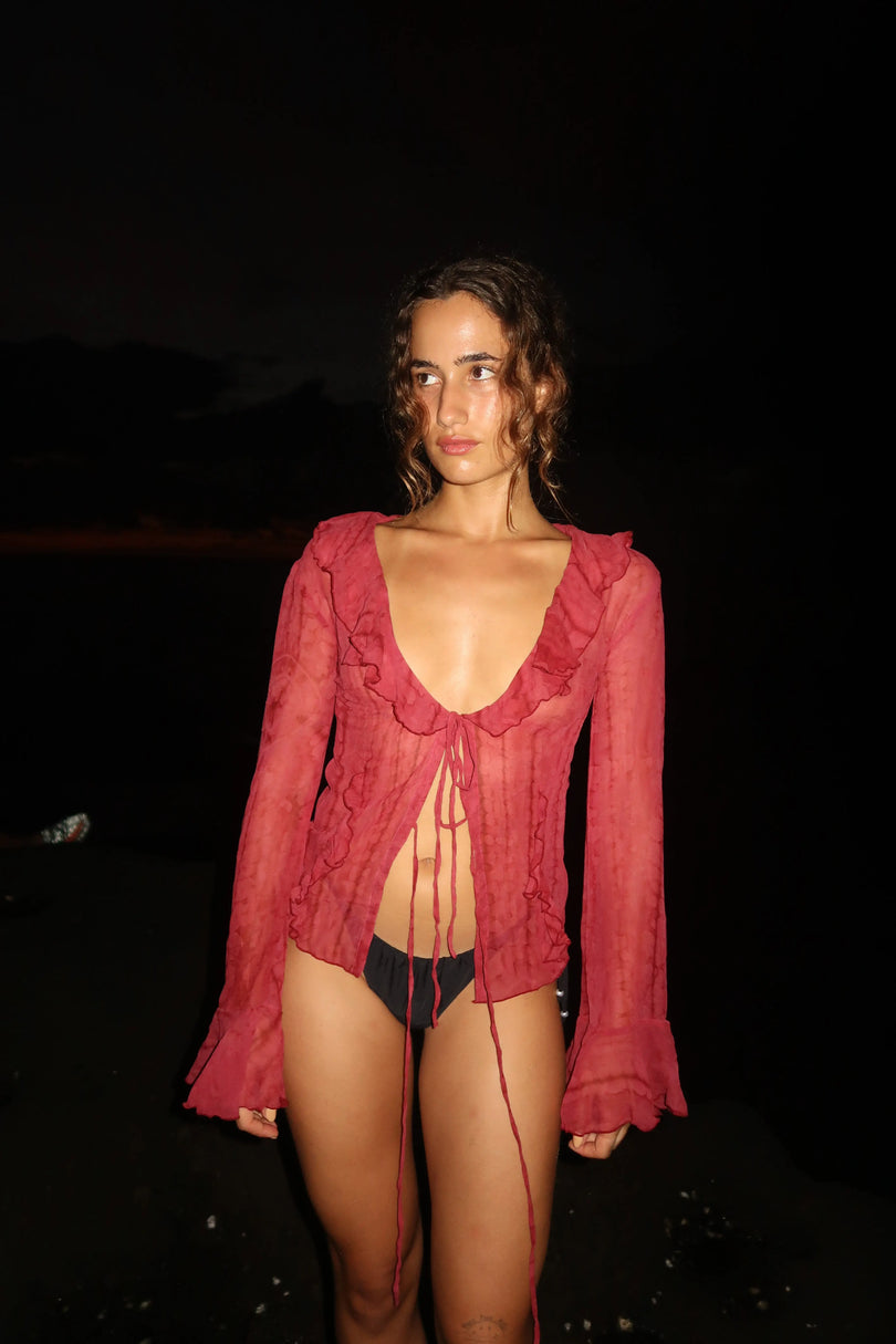 Front Tie Blouse Hibiscus ranacoatelier