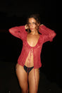 Front Tie Blouse Hibiscus ranacoatelier
