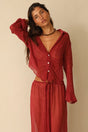 Button-up Blouse Hibiscus