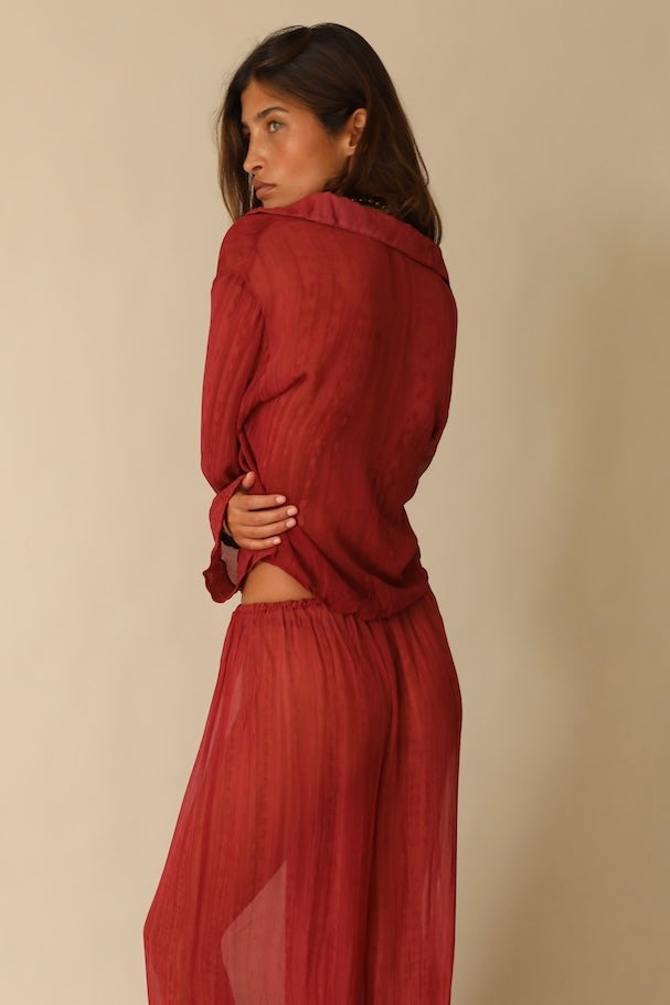 Button-up Blouse Hibiscus