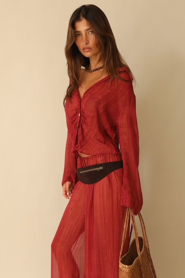 Button-up Blouse Hibiscus