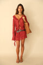 Front Tie Blouse Hibiscus