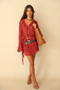 Front Tie Blouse Hibiscus