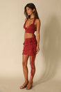 Asymmetric Ruffle Skirt Hibiscus