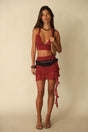 Asymmetric Ruffle Skirt Hibiscus
