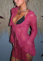 Front Tie Blouse Hibiscus